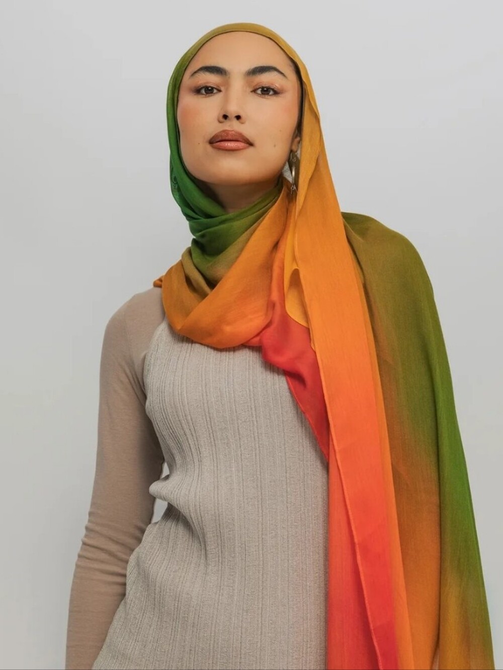 Vela Mango Peel Standard Modal Hijab (Orange Green Pattern)